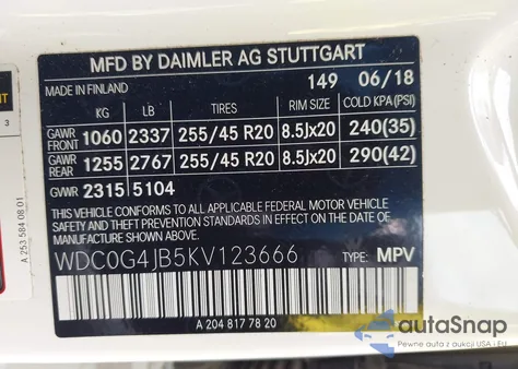 2019 Mercedes-Benz Glc 300 z USA, uszkodzony, nr VIN WDC0G4JB5KV123666